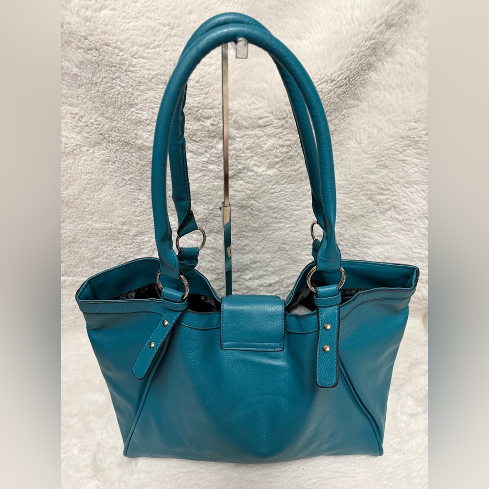 Stylish Blue Leather Tote Bag - Picture 5 of 11